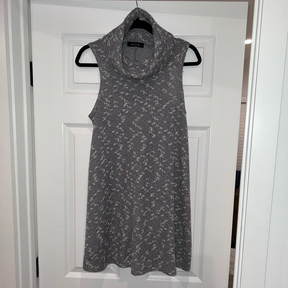KAITLYN grey turtle neck tank top dress